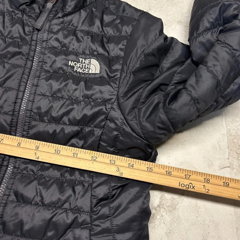 The North Face Quilted Puffer Jacket Black Pink Girls Size M 10/12 Fleece Lined